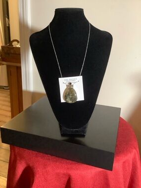 Semi-Precious Labradorite Teardrop Pendant topped by small Black onyx